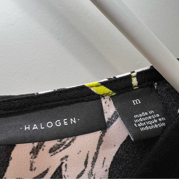 HALOGEN Black Yellow Pink Floral Peplum Sleeveless Shift Dress Size Medium - Picture 2 of 8